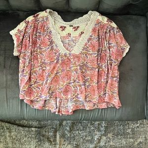 Free People Flowy Floral Cropped Top